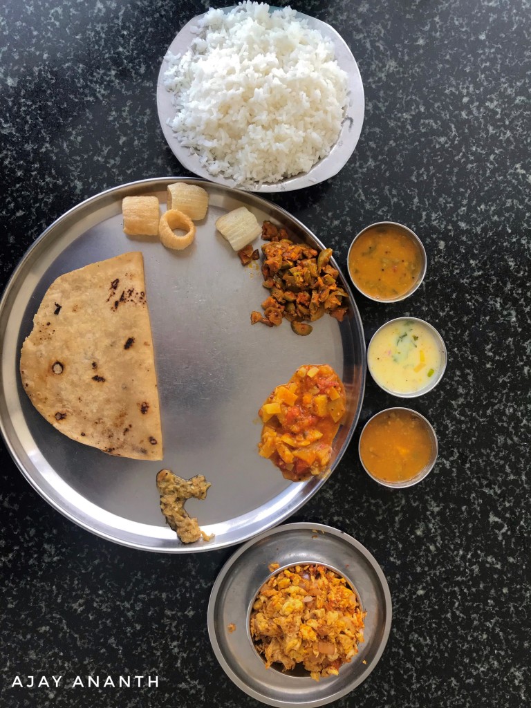 Veg Andhra Meals with Egg Bhurji at Tharuni Andhra Mess Domlur Dengaluru