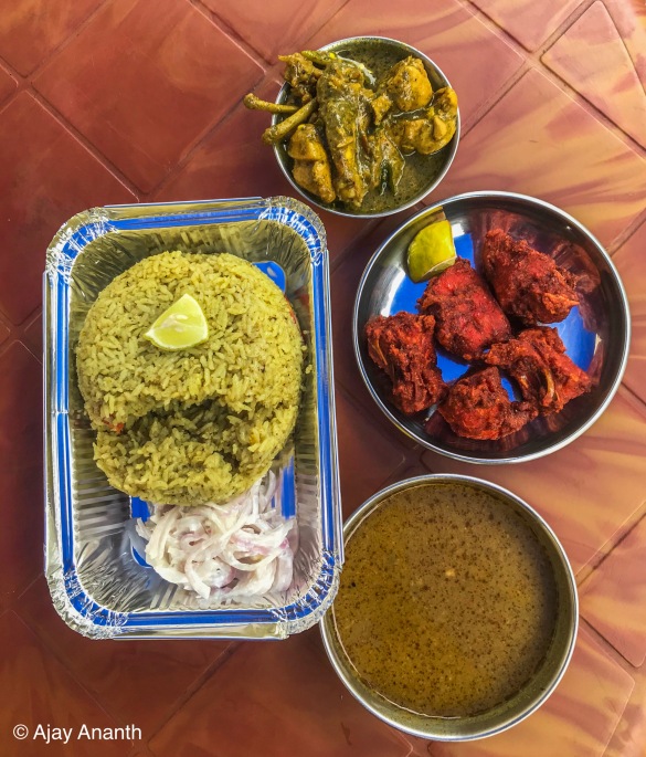 Chicken Biryani with chicken kabab and chicken fry at Amba Bhavani non-veg caterers and mess Basavanagudi Bengaluru